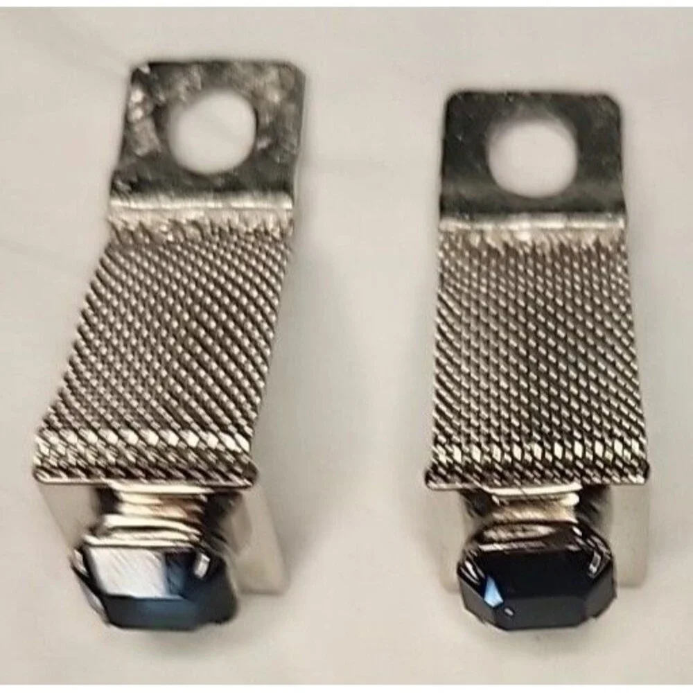 Cufflinks Silver Tone Mesh Wrap Aqua Blue Glass Stones Simulated 1960s Vintage